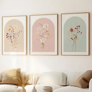 Watercolor Flower Prints Set of 3, Wildflowers Floral Art, Gallery Wall Art, Floral Paintings, Minimalist Modern Home Decor Boho Bouquet