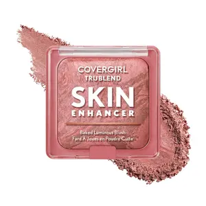 TruBlend Skin Enhancer Baked Luminous Blush, with Hyaluronic Acid & White Rose Extract, Blends Seamlessly - Rose Latte (Nude with Pink Swirls) Makeup Cosmetic Matte Cosmetic Matte