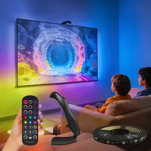 Smart TV LED Backlight Lamp, Fish Eye Correction, Multi-Color Sync, USB Powered, Remote Control, for 60-70 Inch Tvs, TV Accessories