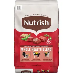 Dry Dog Food Real Beef Pea and Brown Rice Recipe Whole Health Blend Complete Adult Dog Nutrition 28 Lb Bag