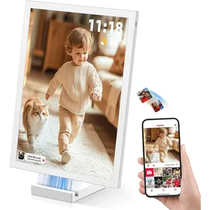 Digital Picture Frame 64GB, 10.1"   Screen Digital Photo Frame, 5000mAh Cordless  &   , Photo/Video Sharing via Frameo App
