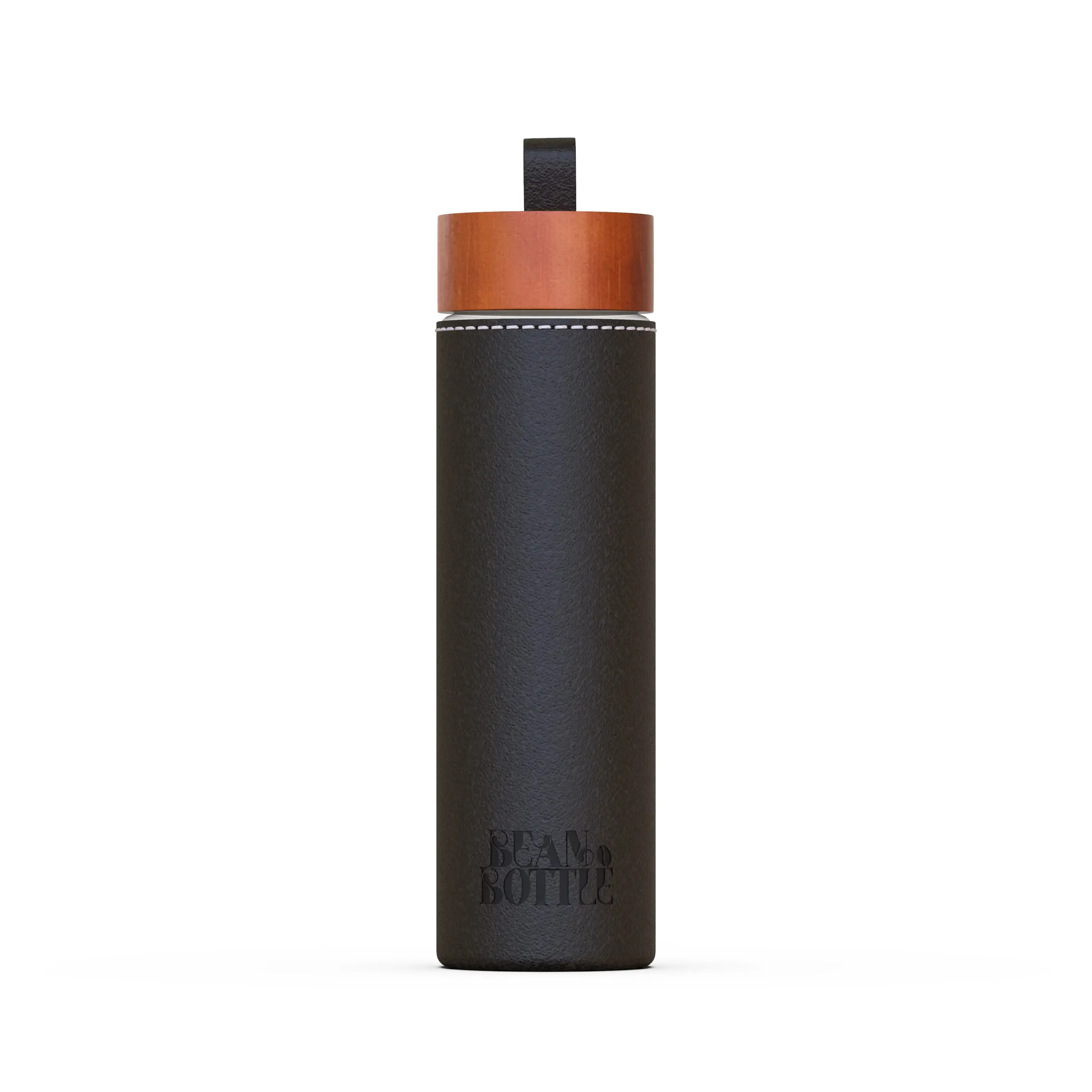 BEAN BOTTLE - Double Walled Glass Coffee Tumbler (Black)