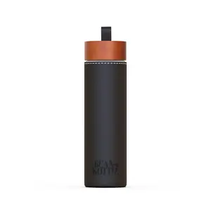 BEAN BOTTLE - Double Walled Glass Coffee Tumbler (Black)