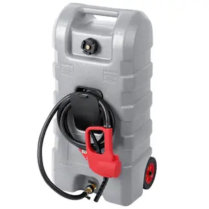 Garvee 15 Gallon Portable Fuel Caddy Gas Can with Siphon Pump and 10ft Hose – Mobile Gasoline & Fuel Storage Tank for Cars, Lawn Mowers, ATVs, Boats – Outdoor Power Equipment Accessory