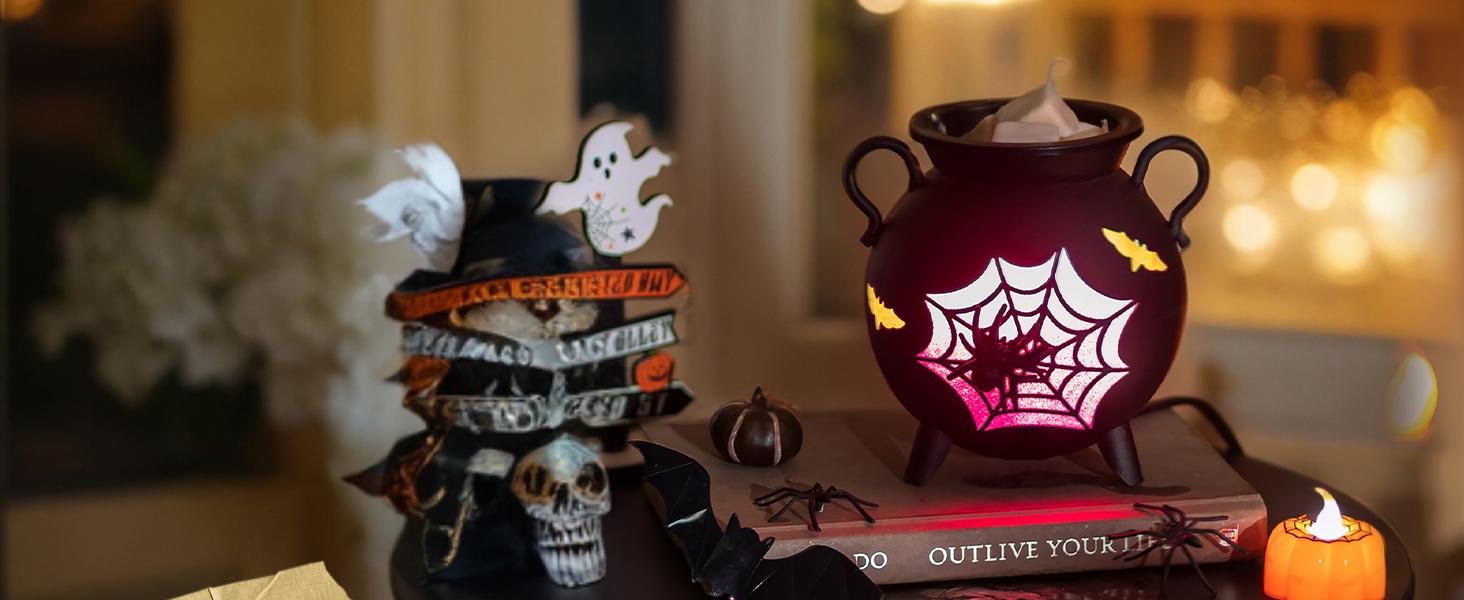 Cute Electric Wax Melt Warmer - Halloween Home Fragrance Burner with 2 Light Bulbs, Holiday Decorations, Room Scenting Gift for Women