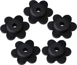 Garden Flag Stoppers, Rubber Garden Flags Pole Holder for Garden Flag Stand Small Black Flower Shape Yard Stoppers Indoor and Outdoor Use (5-Pack)