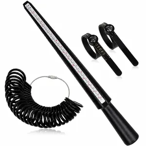 Ring Sizer Measuring Tool Kit, 4 Pcs Ring Mandrel & 27 PCS Ring Gauge Set, US Size 0-13, UK A-Z, Reusable Finger Measuring Belts 1-17，A-Z with Magnifier for Jewelry Making, Ring Sizing & Online Ring Shopping