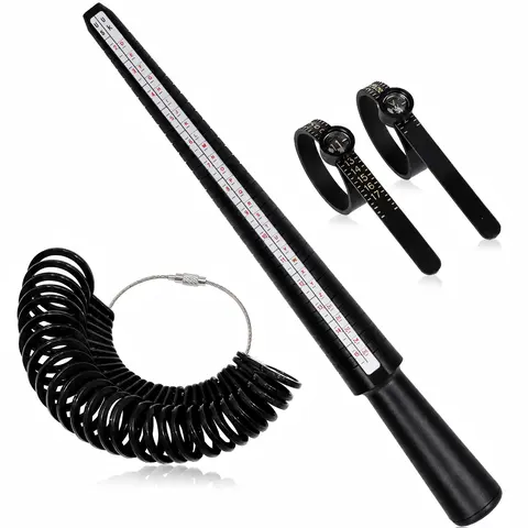 DIY Ring Sizer Measuring Tool Kit - 4 Pcs Mandrel, 27 Pcs Ring Gauge Set, Reusable Finger Belts, Magnifier - US 0-13, UK A-Z, Belt 1-17, US UK EU JP Ref, Easy to Store, Women's Accessories for Jewelry Making