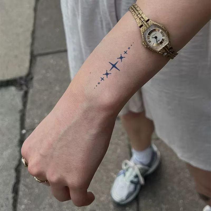 VIBE INK/Minimalist Line Herbal Temporary Tattoos Water-Free Plant-Extracted Waterproof Non-Reflective Lasts 1-2 Weeks Realistic Look No Adhesive For Man And Woman Ideal for Swimming Party