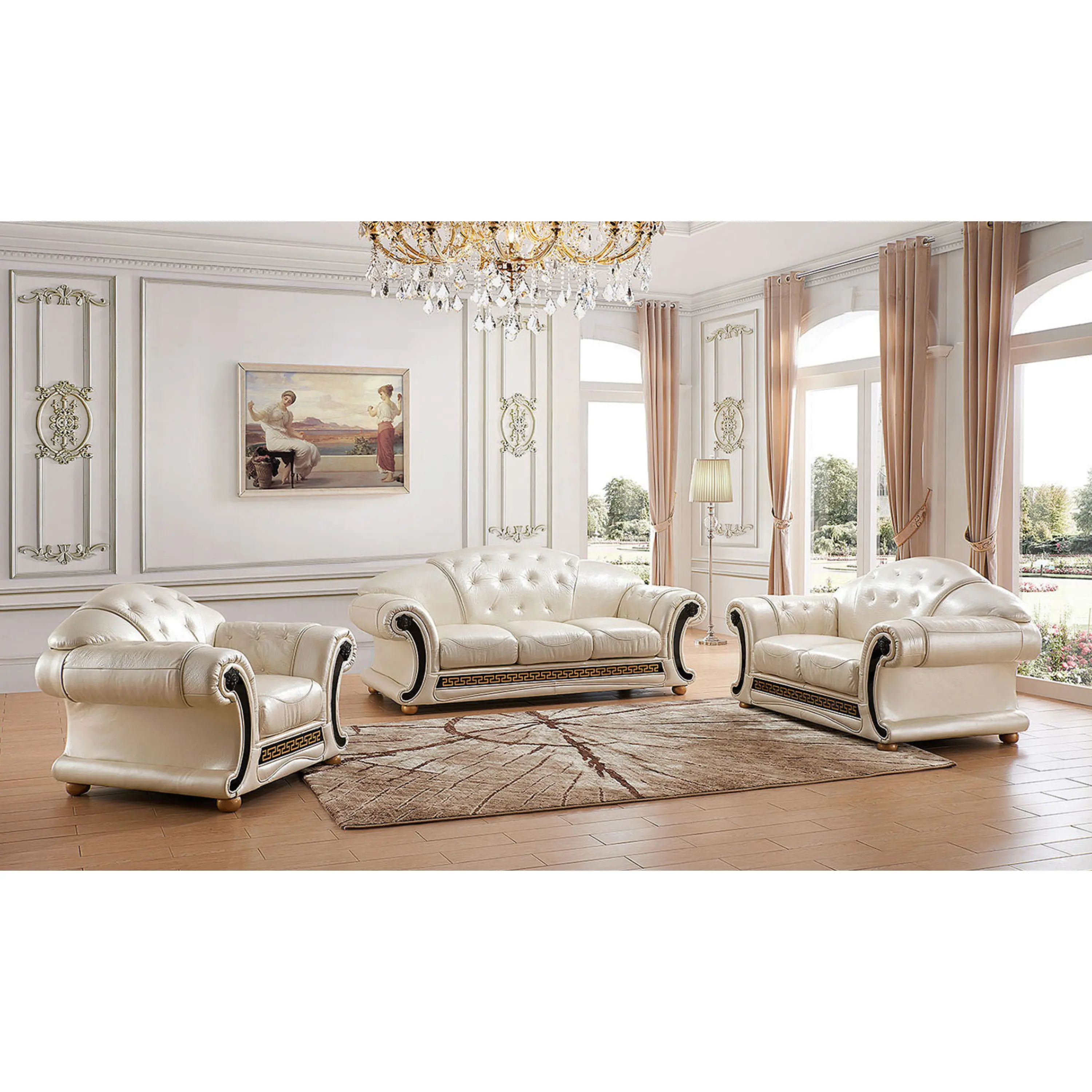 ESF Furniture Apolo 3-Seater Stationary Leather Sofa ESF Furniture Apolo 3-Seater Stationary Leather Sofa
