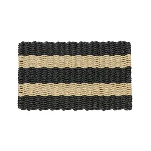 Lobster Rope All-Weather Doormat - Tan and Black, Versatile Design for Entryway
