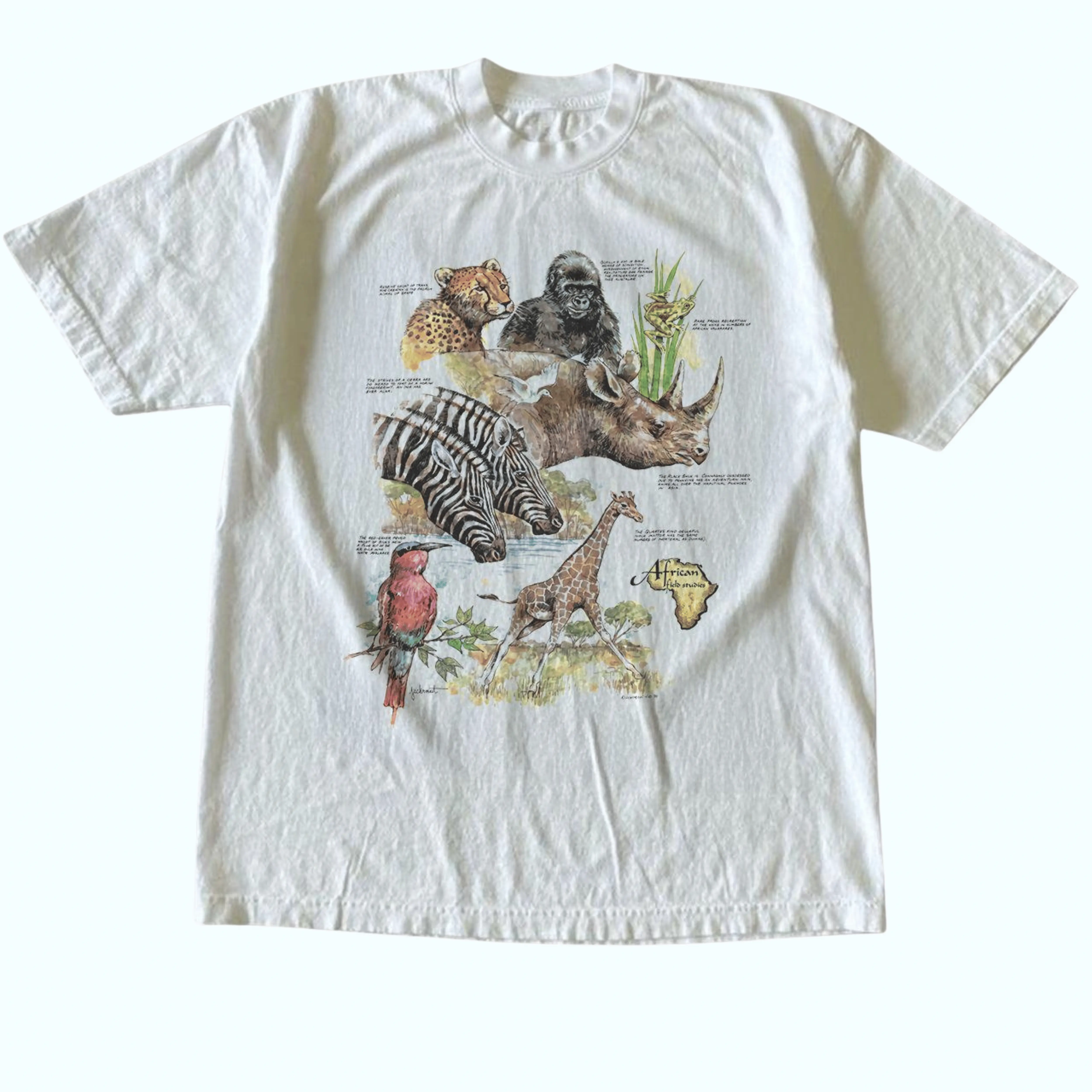 Gildan Men's and Women's T-Shirt, Vintage Style African Wildlife Graphic Tee, Unisex Casual Top, Safari Animal Nature Lover Shirt, Retro Zoo Enthusiast Apparel, Matching Couples Outfits, Unique Birthday Present, Premium Cotton