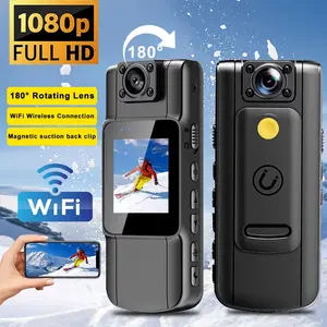 180° Rotatable Mini Wearable Clip-On Camera - 1080P HD WiFi Sports Action Cam with Night Vision & Motion Detection | Handheld Body Camera for Car Dash Cam, Outdoor Adventures, Security Surveillance Handheld Video Camera