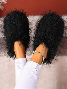 Women's Plush Fuzzy House Slippers, Warm Cozy Indoor Slip-On Shoes for Fall Winter, Perfect Gift for Winter Comfort