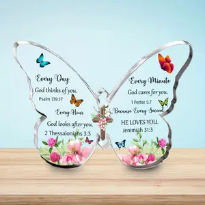 1pc 2D Clear Acrylic Butterfly Ornament - Charming Butterfly Acrylic Decoration - Colorful with Floral Decoration, Suitable for Mother's Day, Birthday, Christmas, Thanksgiving, Easter - Versatile Room Decor Souvenir