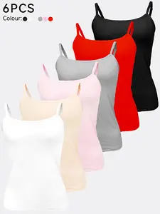 6pcs Modal Camisole Tank Top Women Solid Vest Summer Essential Base Shirt