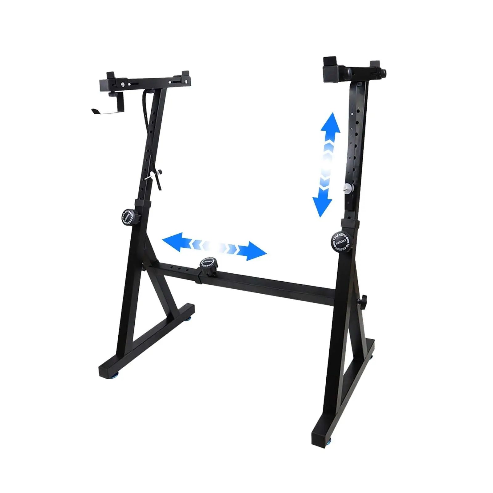 Garvee Heavy Duty Z-Shaped Piano Keyboard Stand with Wheels and Stand Pads, Adjustable Portable Music Stand with Footrest Holder, Supports 250 Pounds, Fits 54, 61, and 88 Keyboards, Black