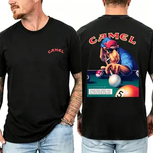 Camel Joe Vintage Playing Pool Double-Sided Washed T-Shirt Retro 90s Streetwear Tee 100% Cotton Authentic Vintage Vibe - Menswear