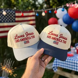 Embroidered Jesus America Trucker Cap, Independence Day USA Hat