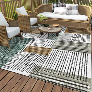 Waterproof Floor Mat, Reversible Minimalist Carpet, Indoor Outdoor Area Rug for Patio Deck Balcony, Picnic Beach