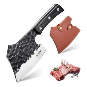 Huusk Handmade Meat Bone Cleaver Knife, Hand Forged Full Tang for Kitchen Outdoor Christmas Father Gifts Idea Men- Perfect Father's Day Gift!