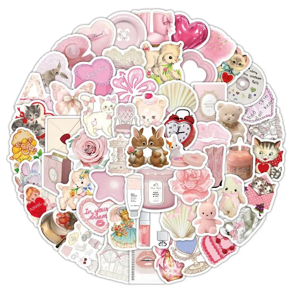 ​100 Sheets Coquette Pink Doodle Stickers - Kawaii Waterproof Decals for Journals, Laptops & Luggage Decor Papery Pop Store