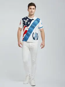 Guatemala-American Flag Pattern Sporty Sweatshirt, Men's Casual Fitted Short Sleeve Top, All over Print Design, Year Model, Athletic Sports Clothing