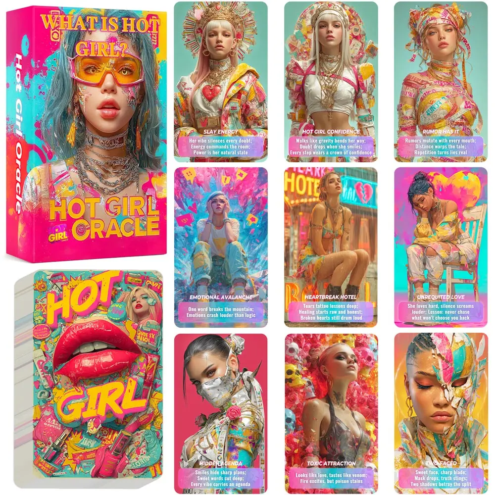 80 Tarot Cards Set, 13x8cm, Hot Girls Oracle Perfect for Love Career Friendship Life Guidance, Ideal for Divination & Oracle Card Reading, Card Games, Tarot Card Decks