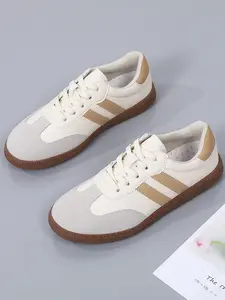 Women's Fashionable Patchwork Lace Up Low Top Sneakers, Casual Comfortable Breathable Sports Running Shoes, All-match Round Toe Shoes for Daily Wear, Athletic Running Shoes