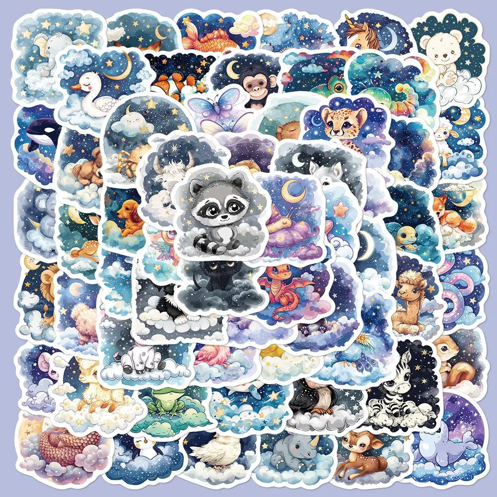 Cartoon Animal Series Sticker, 60pcs/set Waterproof Self Adhesive Decor Paper, Decor Sticker for Gift Greeting Card Water Bottle Laptop Phone Cellphone
