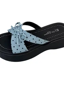 Dotted Bow Thick Sole Slippers, Plain Pattern, Tpu Sole, Less Than Ankle, Fashion Style, Non-Slip, Casual Wear, Beach & Shopping