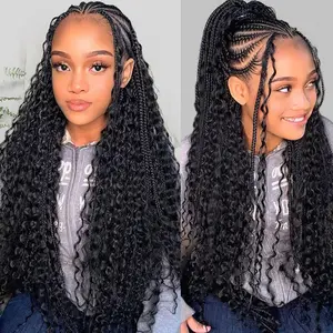 Human Braiding Hair for Boho Braids Natrual Black Deep Wave Bulk Boho Braiding Human Hair for Boho Knotless Braids Curly Bohemian Boho Hair for Braiding 160g 2 Bundles No Weft (1B 24inch)