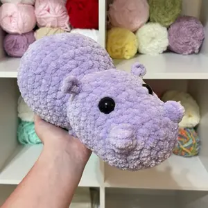 Crochet Hippo, Handmade Plushie Amigurumi
