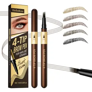 4-Tip Micro-Fork Brow Pen, Waterproof Eyebrow Pencil for Defining and Filling Thin Brows with Natural Hair-Stroke Effect, Smudge-Resistant Long-Lasting Wear.