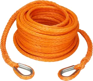 3/8 Inch x 92  Synthetic Winch Rope Extension 26,500 Lbs for Off Road  ATV UTV SUV Orange