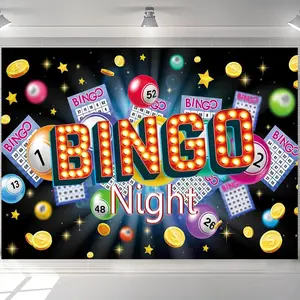 Night Backdrop Banner Billiards Winning Ball    Time Party Supplies Background Cake Table Decoration Photography Backdrop