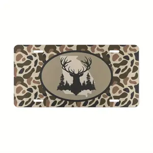 Camouflage Georgia "Deer" Decorative License Plate/Vintage Hunting Permit Plate/Country Life Camouflage Car Badge/Vintage Camouflage Truck Plate, 6x12inch Polished Metal Standard Front License Plate, Easy to Install, Decorative Use Only, Made in USA