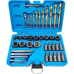 40 count Bolt Screw Extractor Set, Easy Out Bolt Remover Adaptor Kit with Hex Adapter, Knockout Pin, Left Hand Cobalt Drill Bit, Bolt Extractor  for Damaged, Studs, Rusted, Screw