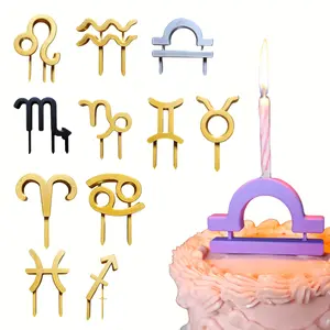 Cursed & Crafted Zodiac Astrology Birthday Cake Topper Candle Holder for Personalized Celebrations Non-Toxic 3D Printed Cake Toppers Aries to Pisces Signs