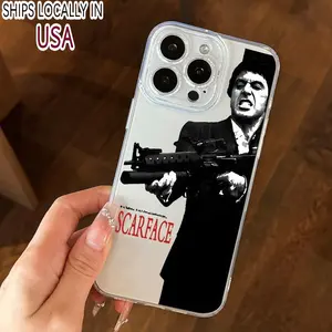 Scarface Pattern Phone Case, Phone Protective Cover, Phone Accessory Compatible with iPhone 16 15 14 13 12 11 Pro Max Plus, Casing