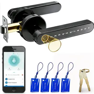 [Father's Day Gift]Smart Fingerprint Door Lock with App Control, 1 Count Keyless Entry Lock with Keypad Handle, Digital Electric Biometric Smart Door Lock for Bedroom, Keyless Entry Door Handle - Spring Glow Up