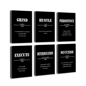 6PCS Inspirational Office Wall Art Motivational Wall Decor 12”x16”Quotes Wall Art for Living Room Encouraging Canvas Posters for Bedroom Sayings for Wall Decor Set of 6 PCS Framed