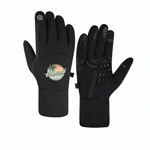 1 pair with Hawaiian Tropical Maui Hawaii Design Palm Tree Surf GraphicsFawinter gloves Touchable gloves Touch Screen cold proof Cold Weather for Men Women Comfortable Christmas gifts Classic Thick