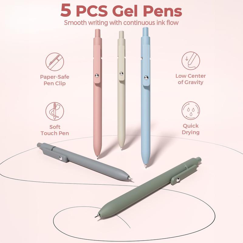 Four Candies 56/58 PCS Aesthetic School Supplies with Large Pencil Case, 6 Colored Ballpoint Pens, 12 Pastel Highlighters, 5 Black Ink Gel Pens, 9 Mechanical Pencils 0.5-2.0mm Student Essentials,girly office supplies,Writing Instruments Stationery Set