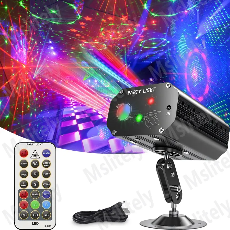 6-in-1 Party Disco DJ Light – Star Projector, Strobe & Ocean Light With Remote, Sound Activated For Clubs, Weddings, Christmas & Home Decor