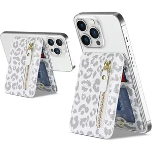 Compatible with Magsafe Wallet with Adjustable Stand, Wallet for  16 Pro Max/15/14 Plus/13/12,Magsafe Card Holder,,Zipper Pocket-White