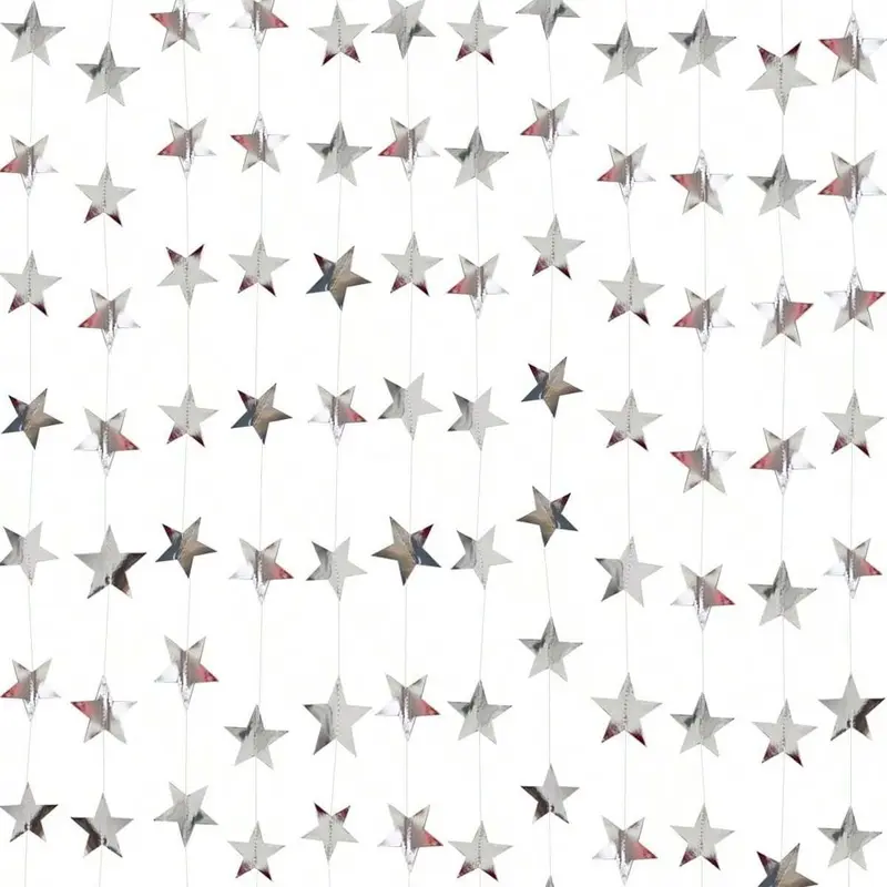 33pcs Mirror Star Pulls, Sparkling Silver Color Stars Banner Background Decor, Party Decorations Banners, Party Decoration Supplies, Home Decoration, Party Setup, Wedding, Graduation, Birthday Party Decoration