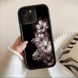 Dark Lily Pattern Suitable for TPU Case iPhone 16 Pro Max, Phone Cases Suitable for IPhone17,16, 15, 14, 13, 12, 11,pro Promax Plus Air Durable Anti-Shock Full-Body Protective Cover with Stylish Design Protection Casing