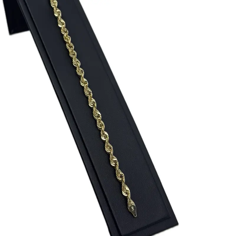 14k Gold 4mm Rope Bracelet Hollow Design Elegant Jewelry