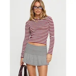 Karmia Knit Foldover Mini Skirt Grey